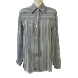 Brenda Goode VTG Button Blouse Size Small Gray Womens Top Shell